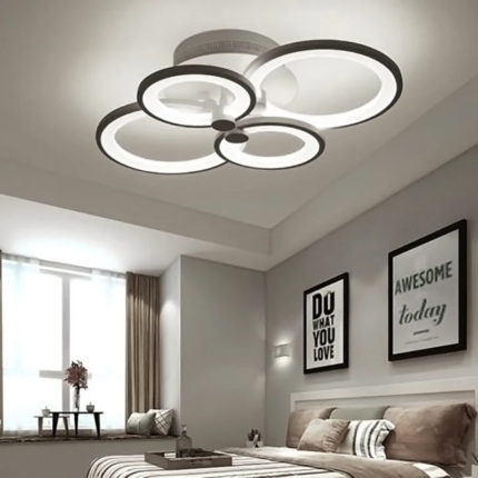 KOMORE Modern Circular LED Adjustable Brightness Semi-Flush Ceiling Light - Nordic Style, 38W & 66W with Remote Control