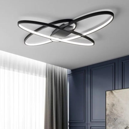 KOMORE Minimalistic Unique Oval LED Semi-Flush Ceiling Light, 76W Cool White for Office, Living Room, Bedroom, Kitchen, Hallway