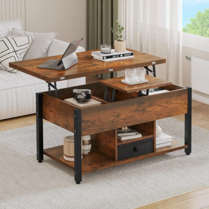 Lift Top Coffee Table with Drawers - 4 in 1 Multi-Function Storage Coffee Table with Hidden Compartment | HouseNook 1503