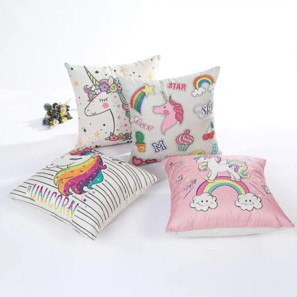 Unicorn Pillowcase 40x40cm Linen Cushion Cover - Perfect Gift for Girls & Boys, Decorative Throw Pillow – HouseNook