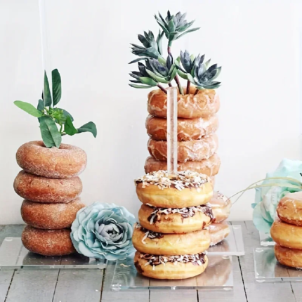 4Pcs Wedding & Kids Birthday Party Acrylic Dessert Doughnut Holder Stand Set – Table Decoration Supplies – HouseNook 15